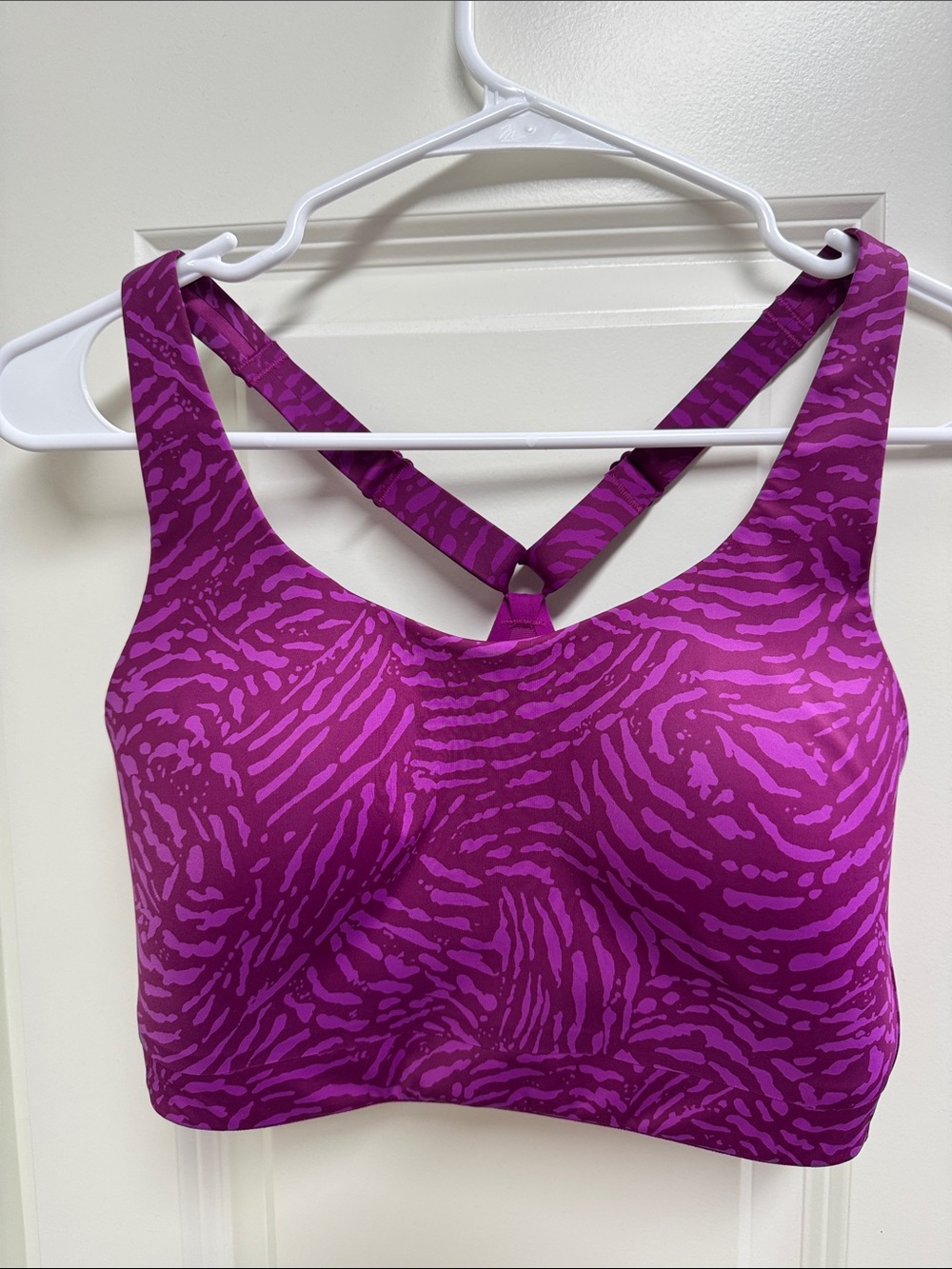 Athleta Purple Animal-Print Crossback Sports Bra